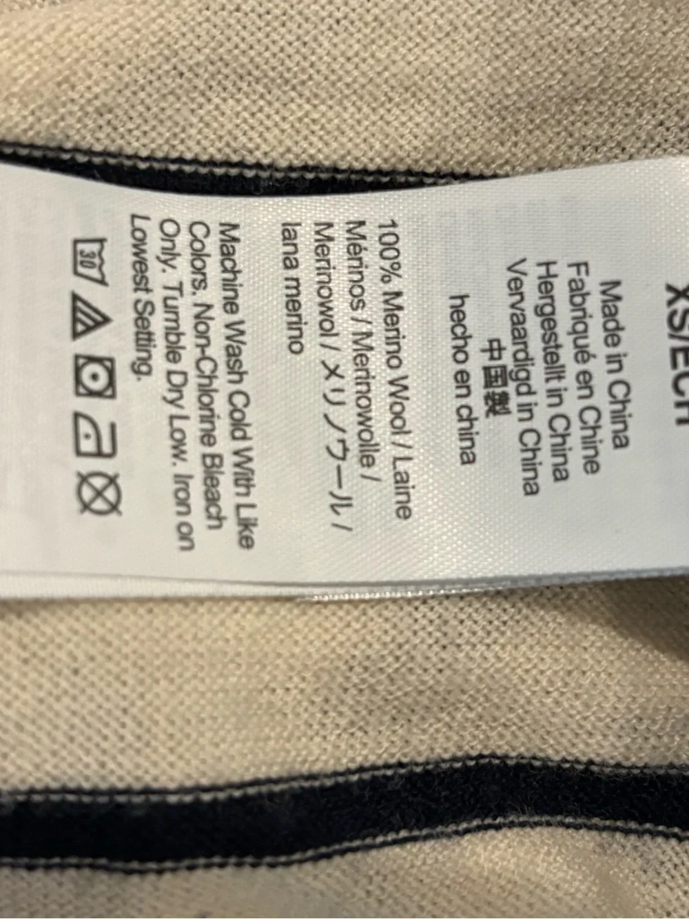 J. Crew Cream and Black Striped Crewneck Sweater